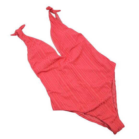 Raisins Women Coral Beach Islamorada Plunging One-Piece Swimsuit Junior Size L - Picture 2 of 5